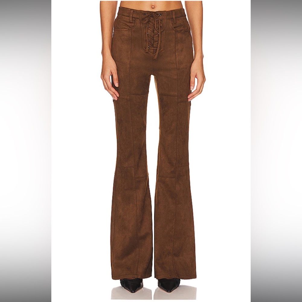Revolve Astrid Pant in Mocha Brown Suede